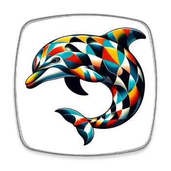Harlekin-Delfin - Viereckiger Kühlschrankmagnet - Weiß - Vorne