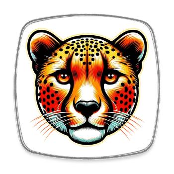 Cheetah - Square fridge magnet - white - Front
