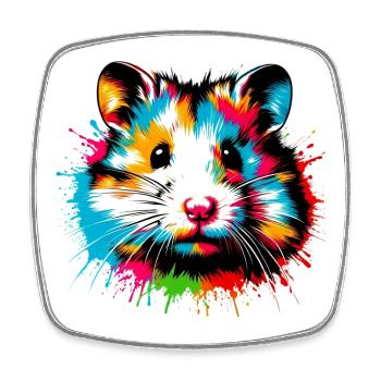 Hamster - Viereckiger Kühlschrankmagnet - Weiß - Vorne