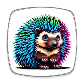 Igel - Viereckiger Kühlschrankmagnet - Weiß - Vorne
