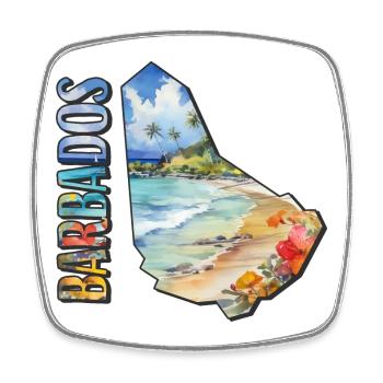 Watercolor Map Barbados - Square fridge magnet - white - Front