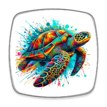 Turtle - Square fridge magnet - white - Front
