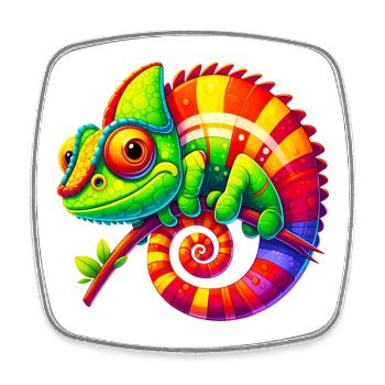 Caméléon - Magnet carré - blanc - Devant