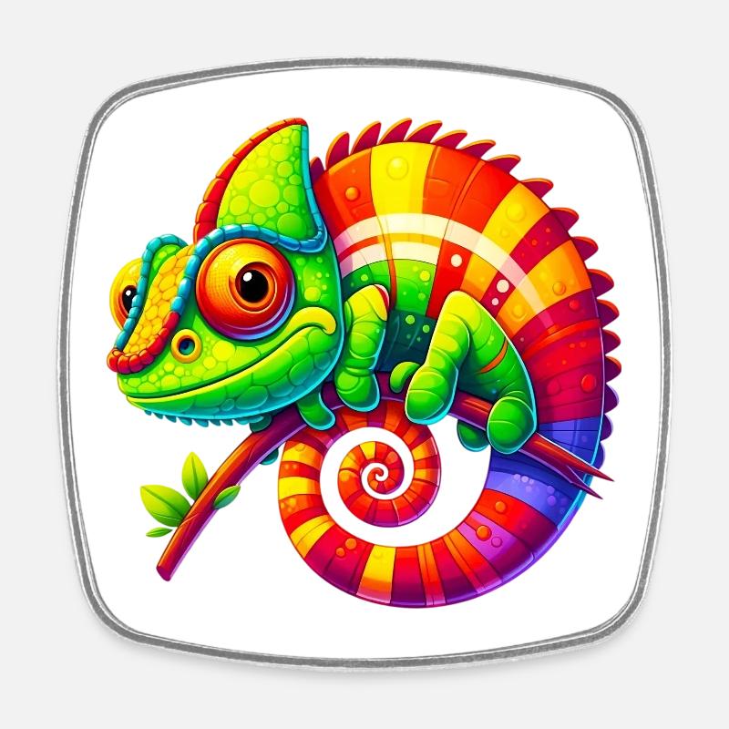 Caméléon - Magnet carré - blanc