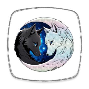 Zwei majestätische Wolfsköpfe - Viereckiger Kühlschrankmagnet - Weiß - Vorne