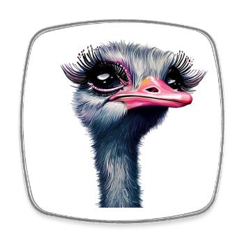 Straußen-Make-up - Viereckiger Kühlschrankmagnet - Weiß - Vorne