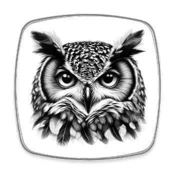 Owl - Square fridge magnet - white - Front