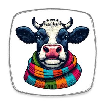Vache - Magnet carré - blanc - Devant