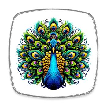 Peacock - Square fridge magnet - white - Front