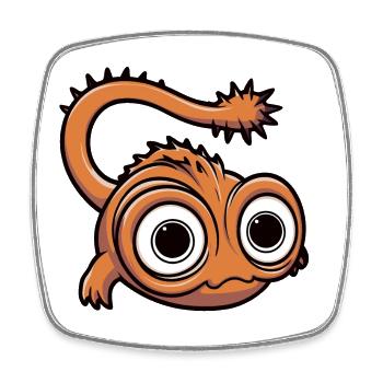 Funny little monster with big eyes - Square fridge magnet - white - Front