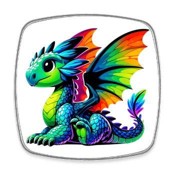 Dragon - Magnet carré - blanc - Devant