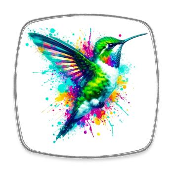 Colibri - Magnet carré - blanc - Devant