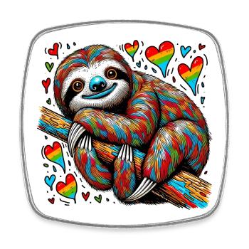 Sloth with Hearts - Square fridge magnet - white - Front