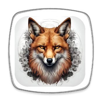 Fuchs mit Blumen - Viereckiger Kühlschrankmagnet - Weiß - Vorne