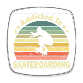 Skateboard Skater - Viereckiger Kühlschrankmagnet - Weiß - Vorne