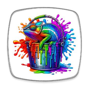 Chameleon - Square fridge magnet - white - Front