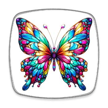 Schmetterling - Viereckiger Kühlschrankmagnet - Weiß - Vorne