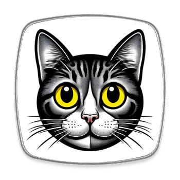 Chat - Magnet carré - blanc - Devant