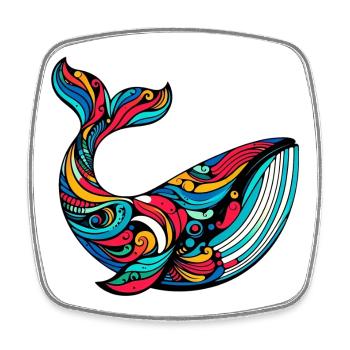 Whale - Square fridge magnet - white - Front