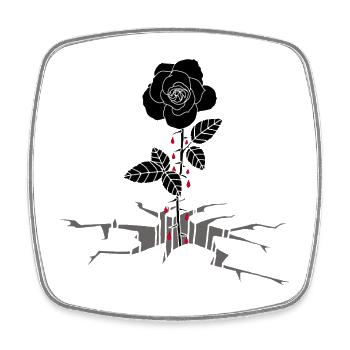 Blutrünstige schwarze Rose - Viereckiger Kühlschrankmagnet - Weiß - Vorne
