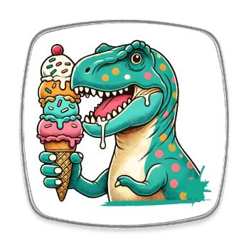 Dino ice cream motif: An adventure for those with a sweet tooth - Square fridge magnet - white - Front