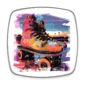 Roller Skates Illustration - Square fridge magnet - white - Front