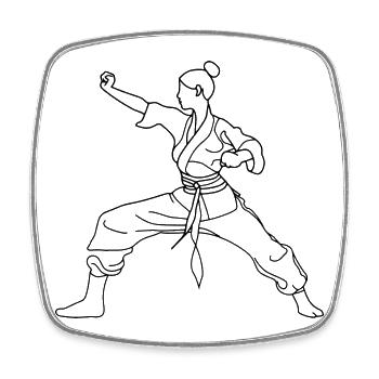 Karate Mädchen Line Art - Viereckiger Kühlschrankmagnet - Weiß - Vorne