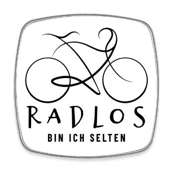 Radlos bin ich selten - Fahrrad Spruch - Viereckiger Kühlschrankmagnet - Weiß - Vorne