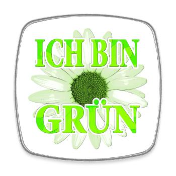 Ich bin Grün - Margariten Blume - Viereckiger Kühlschrankmagnet - Weiß - Vorne