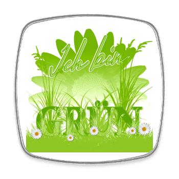 Je suis vert - Pré fleuri - Magnet carré - blanc - Devant
