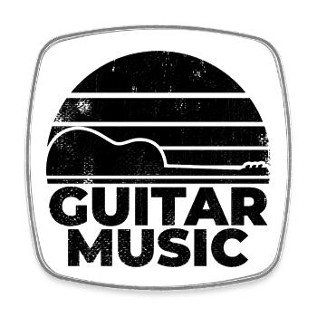 Guitare - Magnet carré - blanc - Devant