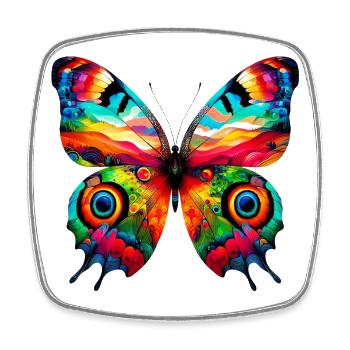 Papillon - Magnet carré - blanc - Devant