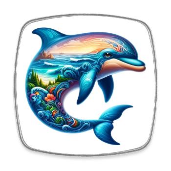 Delfin - Viereckiger Kühlschrankmagnet - Weiß - Vorne