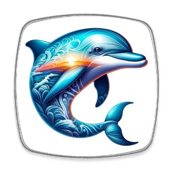Delfin - Viereckiger Kühlschrankmagnet - Weiß - Vorne