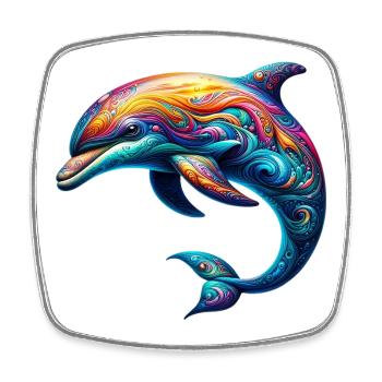 Delfin - Viereckiger Kühlschrankmagnet - Weiß - Vorne
