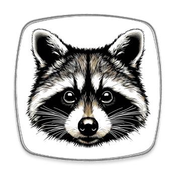 Raccoon - Square fridge magnet - white - Front