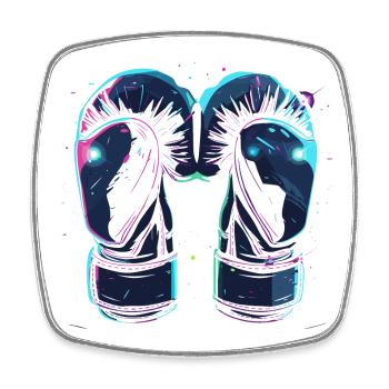Gants de boxe Steampunk - Magnet carré - blanc - Devant