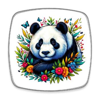 Panda - Viereckiger Kühlschrankmagnet - Weiß - Vorne