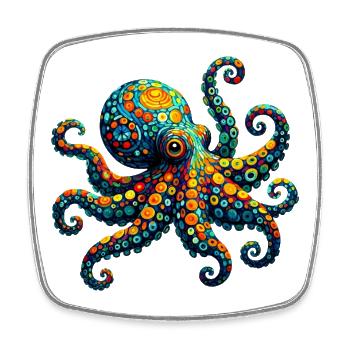 Octopus van Gogh - Square fridge magnet - white - Front