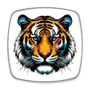 Tiger - Square fridge magnet - white - Front