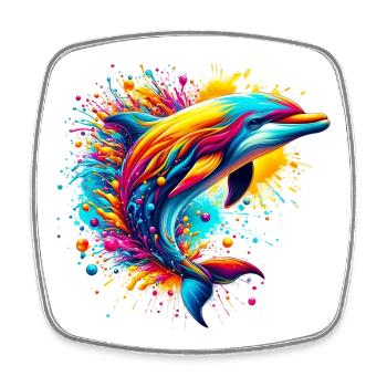 Delfin - Viereckiger Kühlschrankmagnet - Weiß - Vorne