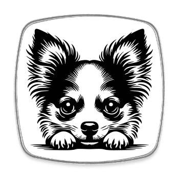 Chihuahua Kopf mit Poten - Viereckiger Kühlschrankmagnet - Weiß - Vorne