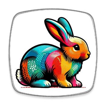 Rabbit - Square fridge magnet - white - Front