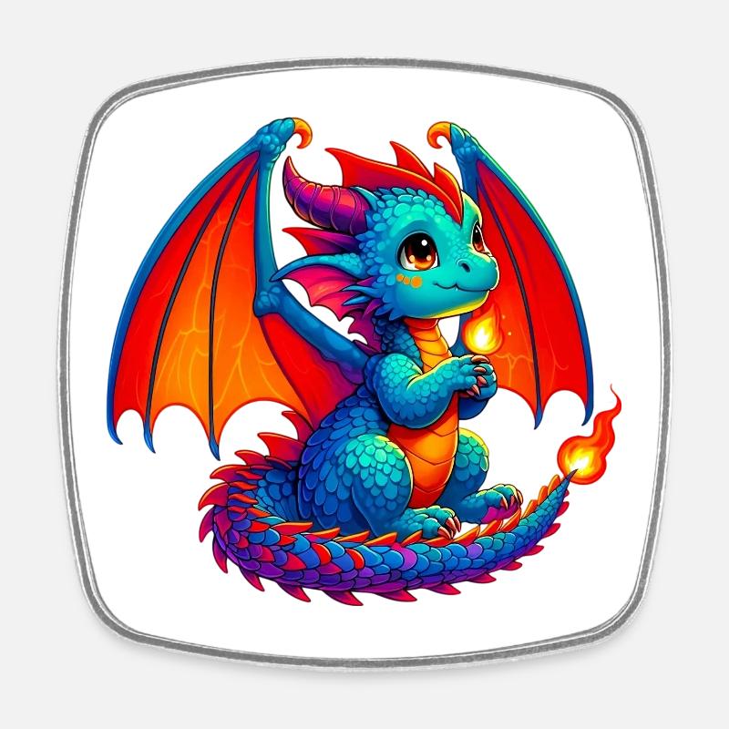 Drache - Viereckiger Kühlschrankmagnet - Weiß