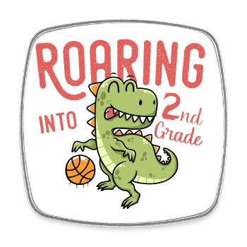 Brüllen in den Dinosaurier-Basketball der 2. Klasse - Viereckiger Kühlschrankmagnet - Weiß - Vorne