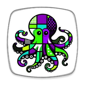 Octopus - Square fridge magnet - white - Front