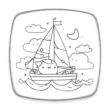 Segeln Cartoon Look - Viereckiger Kühlschrankmagnet - Weiß - Vorne