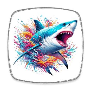 Requin - Magnet carré - blanc - Devant