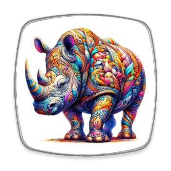 Rhinoceros - Square fridge magnet - white - Front