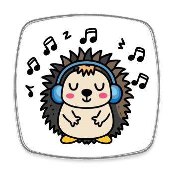 DJ Jeżyk – rhythmic vibration in the style of a hedgehog - Square fridge magnet - white - Front